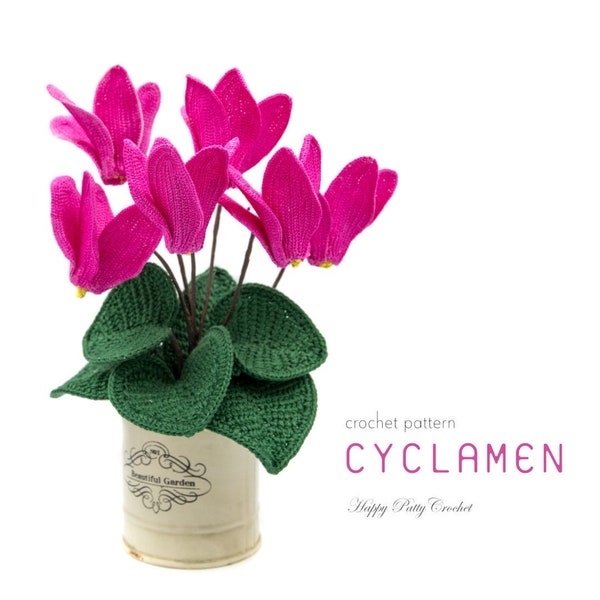 Crochet Cyclamen Pattern - Crochet Flower Pattern for Cyclamen Flower - Crochet Pattern for Decor, Bouquets and Arrangements