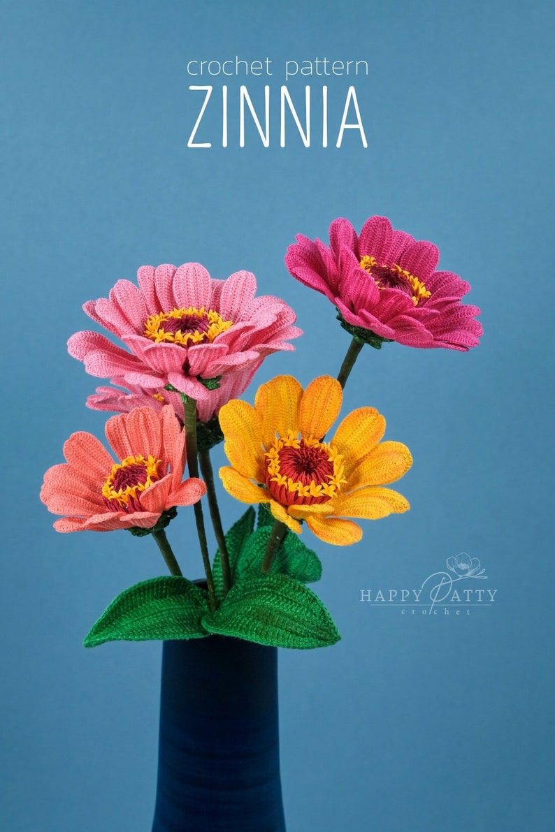 Crochet Zinnia Pattern Crochet Pattern for a Zinnia Flower Etsy