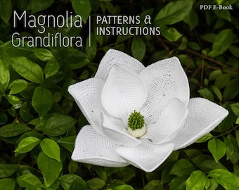 Crochet White Magnolia Pattern – Grandiflora Centerpiece Flower (PDF Pattern)