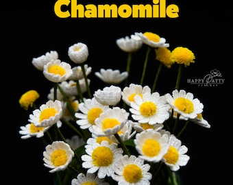Crochet Chamomile Pattern – Stem Flower for Bouquets & Decor (PDF Pattern)