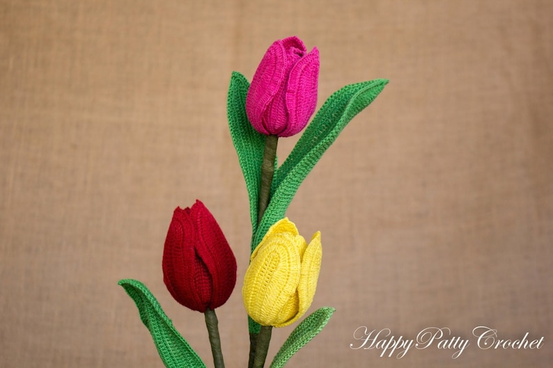 Crochet Flower Pattern - Tulip Flower - Crochet Flower Pattern - Romantic Gift - Valentine's Gift Idea - Instant Download
