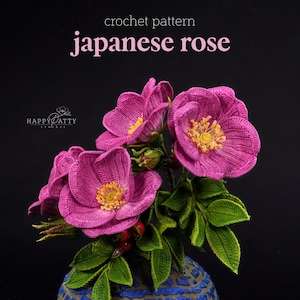 Japanese Rose Crochet Pattern - DIY Crochet Flower PDF - Elegant Floral Decor - Rose Bouquet Tutorial - Instant Download