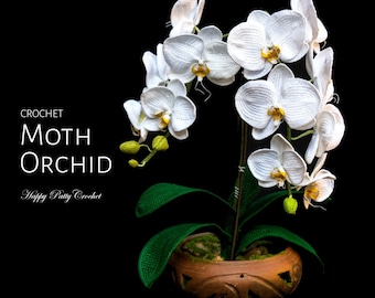Crochet Phalaenopsis Orchid Pattern – Flower Applique for Home Decor (PDF Pattern)