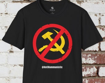 Anti-Communist T-Shirt, Anti-Communist Merchandise, Anti-Kommunistic Merch (Distressed Vintage - Red/Yellow/White)