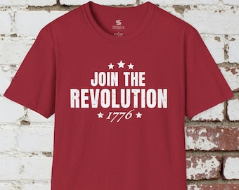 Join The Revolution 1776 T-Shirt, Vintage Style, American Revolution Merchandise, American Independence Patriotic Shirt (DISTRESSED - White)