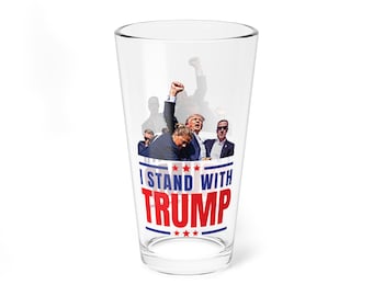Premium Beer and Cocktail Glass, 16oz - Donald Trump Fist Pump Glass - I Stand With Trump, Premium Barware, Conservative Patriotic Gift