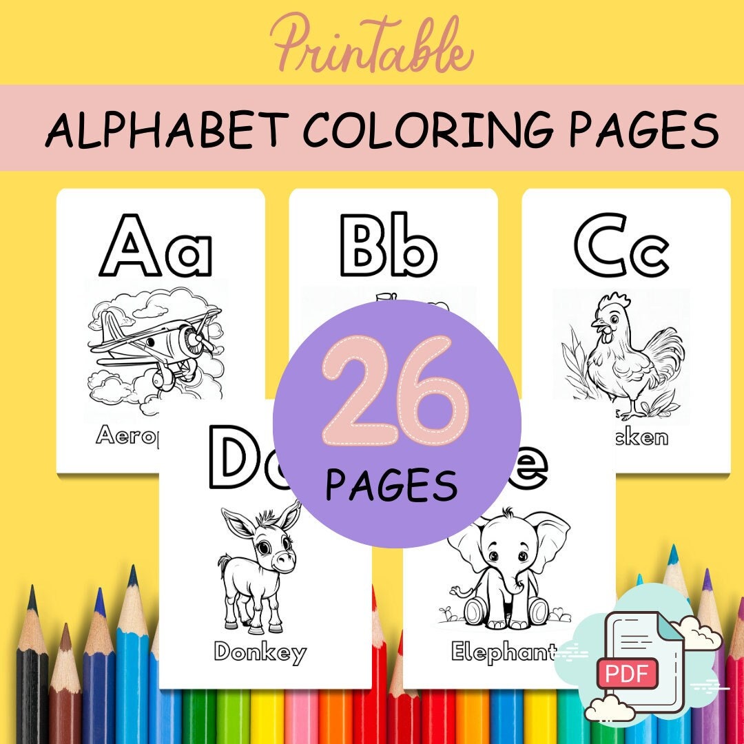  ABC Alphabet Malseiten zum Ausdrucken für Kinder - Etsy.de Motiv 