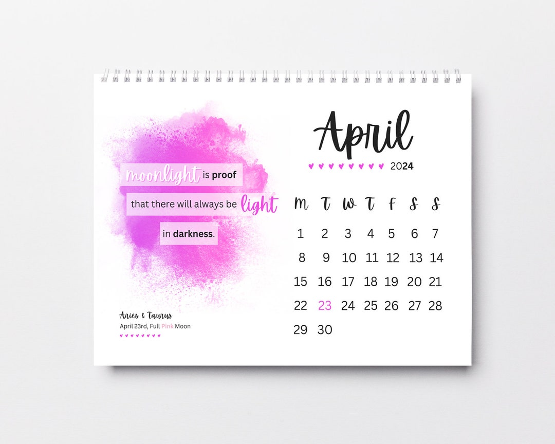 Digital 2024 Full Moon Desk Calendar Motivational/positivity Etsy
