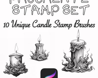 Procreate brushes - 10 Unique Candle Stamps