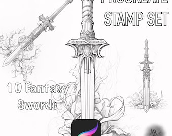Procreate Stamp Brush Set- 10 Magical Fantasy Swords