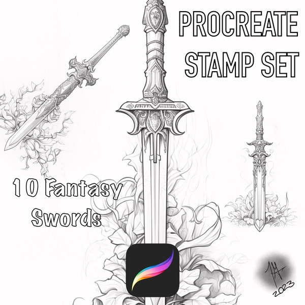 Procreate Stamp Brush Set- 10 Magical Fantasy Swords