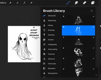 Procreate Halloween Themed Stamp Brush Set- 9 Ghost Stamps!