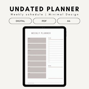 Digital Weekly Planner, Portrait Digital Planner, Printable planner, Weekly Schedule, iPad Planner, GoodNotes Planner, Notability Planner