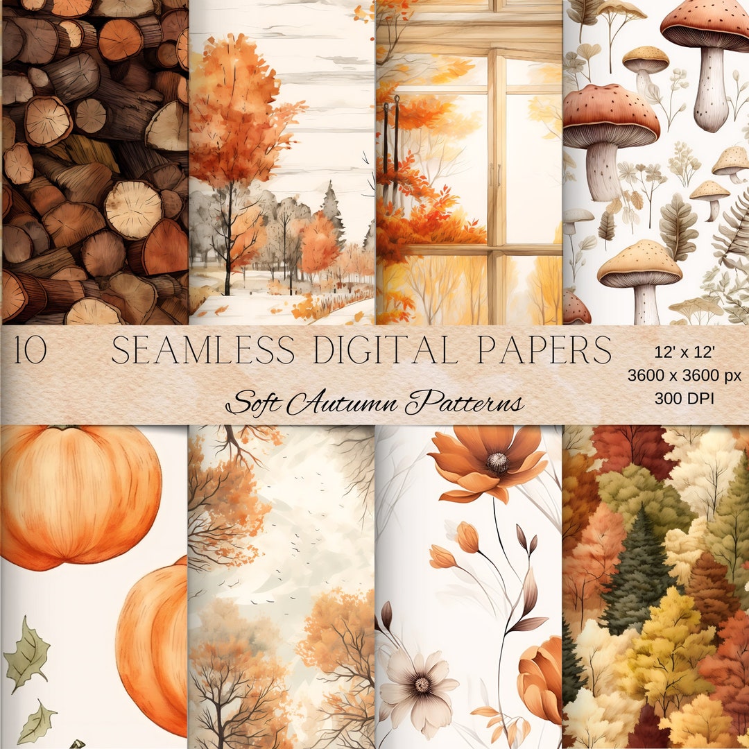 Soft Autumn Patterns: Seamless Pattern Digital Background for Scrapbook ...