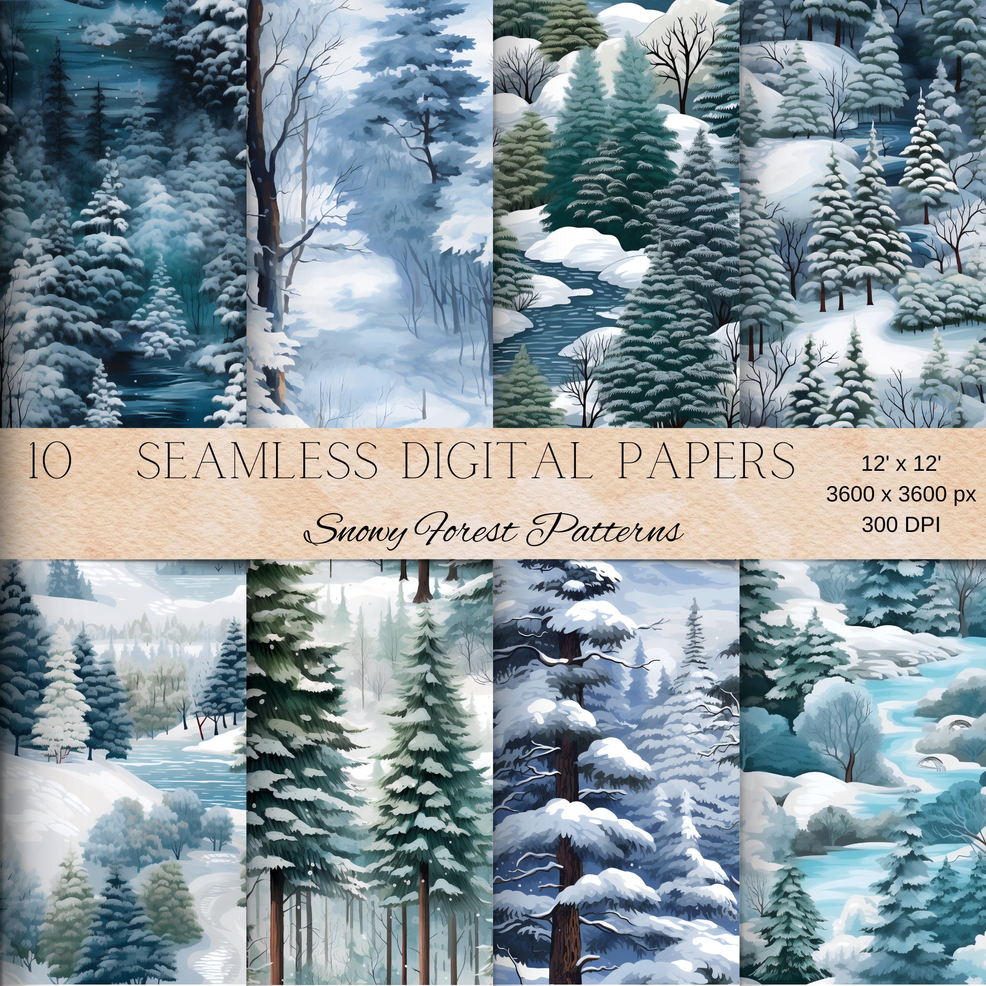 Snowy Forest Pine Cones Seamless Wrapping Paper