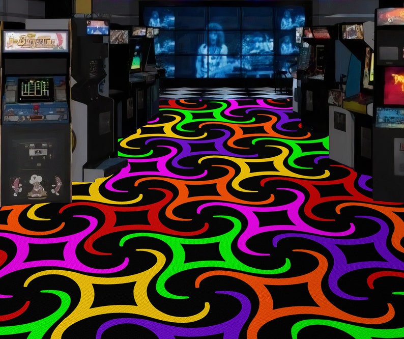 Arcade Rug, Fun Area Rug, Arcade Room Rug, Arcade Carpet, Gifts for