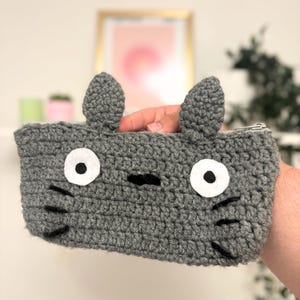 トトロポーチ かぎ針編み 鉛筆ホルダー かわいいアニメ スタジオジブリポーチ グレー となりのトトロ キャラクター 友達へのギフト