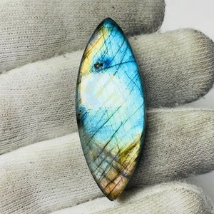Labradorita multifuego, piedra preciosa suelta, forma marquesa, labradorita, cabujón hecho a mano, labradorita para hacer joyas (45 x 17 x 8 mm)