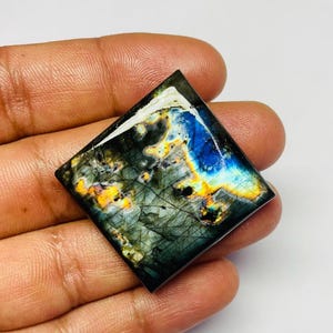Spectrolite Labradorite Gemstone Natural Spectrolite Labradorite Cabochon Labradorite Loose Stone For Jewelry Making (32x32x6MM) 81Ct