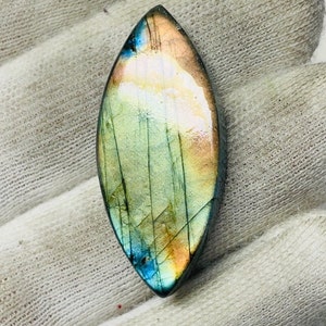 Labradorita natural multifuego, piedra preciosa suelta, forma marquesa, labradorita hecha a mano para hacer joyas (39 x 17 x 7 mm), 38 quilates