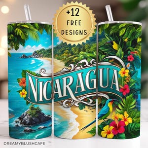 Nicaragua Tumbler Wrap, 20 oz Tumbler Wrap, Digital Download for Sublimation,  Nicaraguan Pride, Nicaragua Tumbler Wrap PNG