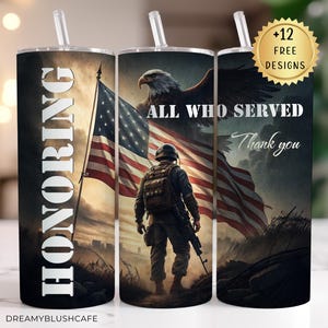 Veteran Tumbler Wrap, 20oz Skinny Sublimation Design, Military Tumbler PNG Patriotic Digital Download Memorial Tumbler Wrap for Soldier