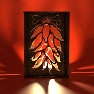 Chilipepers Lantaarn, Lamp, houten theelichtje, 3mm & 5mm, Votief, Cadeau, Kaarshouder, Lasergesneden bestanden| DXF, AI, SVG, zuidwestelijk