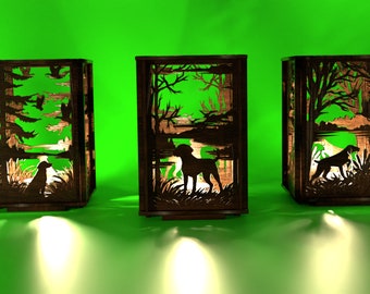 Hunting Dog Collection Lantern,Lamp wood tea light,3mm & 5mm thick,Candle Holder, Votive, Gift, Laser Cut Files| AI, SVG | Glowforge, Cricut