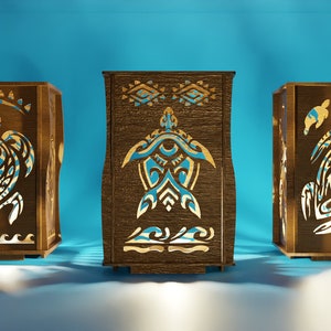 Tropical Turtle Collection Lantaarn, Lamp, houten theelichtje, 3mm & 5mm, Votief, Cadeau, Kaarshouder, Lasergesneden bestanden| DXF, AI, SVG