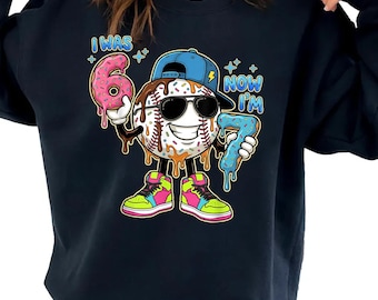 I was 6 Now I'm 7 Birthday Boy Drip Baseball 7th Birthday Shirt