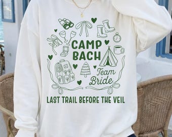 Team Bride Camp Bach Retro Camping Bachelorette Party Shirt, Unisex Funny Shirt