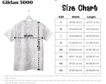 Size Chart Unisex Heavy Cotton Tee Gildan 5000 Size Chart Guide Template  Digital Download Size Chart   Size chart T shirt