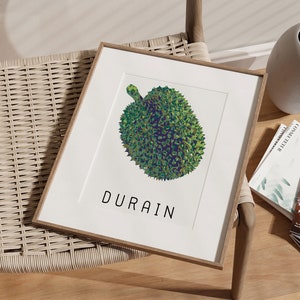 Arte de parede com citação Durain, decoração de frutas tailandesas, arte para impressão, arte de parede, amor, decoração de quarto, ideias para presentes, estilo minimalista