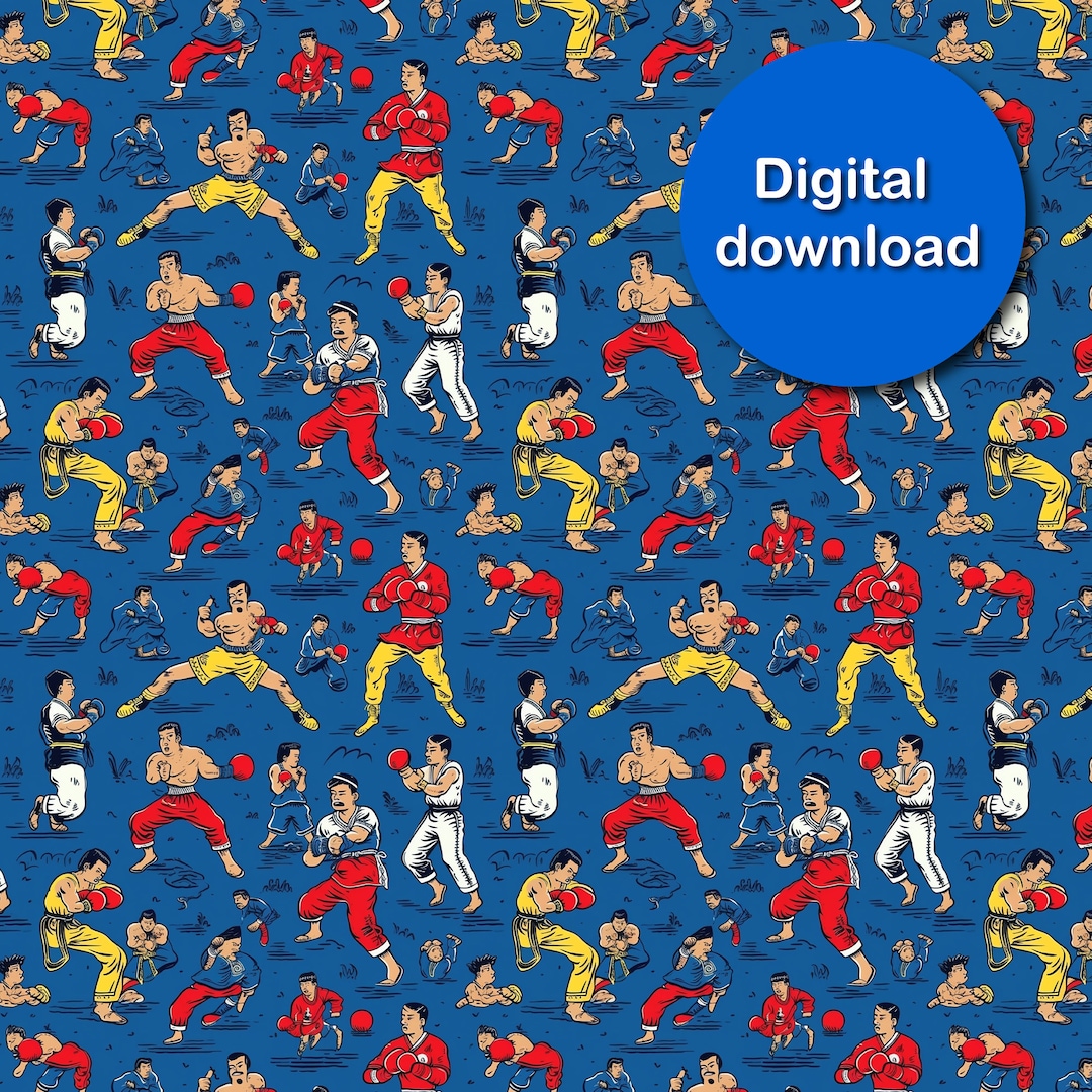 Thai Boxing Seamless , Illustrator Line, Colorful Pattern, Boxs Pattern ...