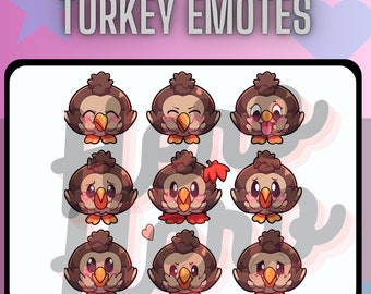 ¡Lindos gestos de contracción de pavo kawaii y subinsignias para serpentinas! superposiciones