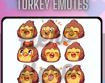 ¡Conjunto kawaii de lindos gestos y subinsignias de pavo nervioso!