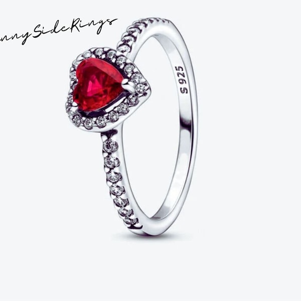 925 Silver Sterling Cute Red Heart Shape Ring Perfect for Gifts for Her, Christmans Ring, Anniversary Ring