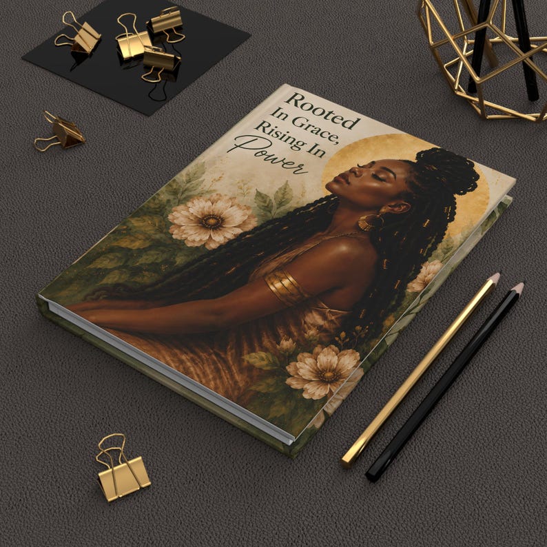 Rooted In Grace Journal, Black Woman Empowerment Notebook, 5x7 Hardcover Journal, Inspirational Self Care Gift For Her Hardcover Journal image 10