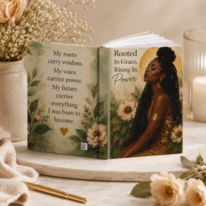 Rooted In Grace Journal, Black Woman Empowerment Notebook, 5x7 Hardcover Journal, Inspirational Self Care Gift For Her Hardcover Journal image 3