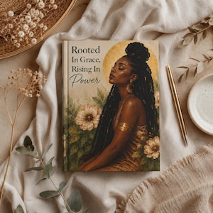 Rooted In Grace Journal, Black Woman Empowerment Notebook, 5x7 Hardcover Journal, Inspirational Self Care Gift For Her Hardcover Journal image 1