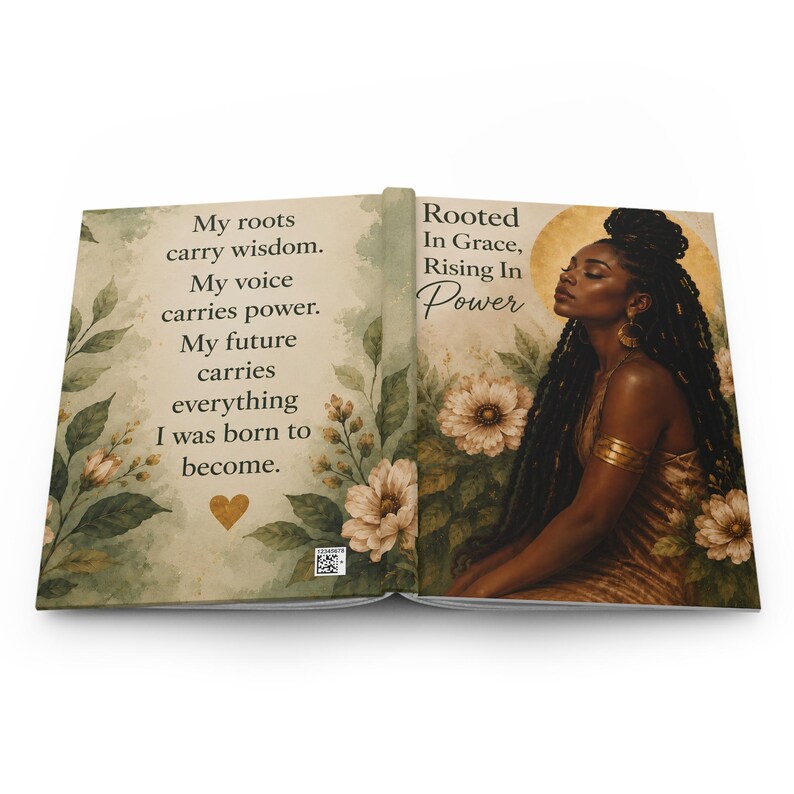 Rooted In Grace Journal, Black Woman Empowerment Notebook, 5x7 Hardcover Journal, Inspirational Self Care Gift For Her Hardcover Journal image 9