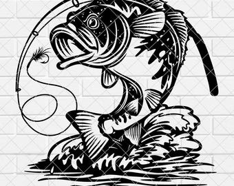Abborrfiske SVG, Fiske svg, Abborrfisk svg, Abborr Clipart, Abborrfiske Klippfil, Fisk svg, Fiskkrok svg [EP-103]