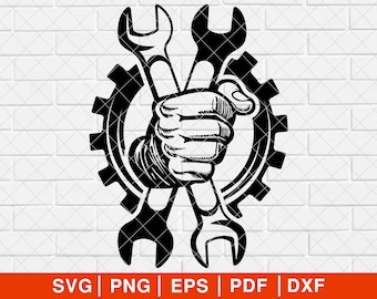 Reparatiegereedschap SVG PNG, monteur svg, moersleutel svg, logo klusjesman, reparatielogo, gereedschap auto svg, timmerman svg, automonteur svg [EP-68]