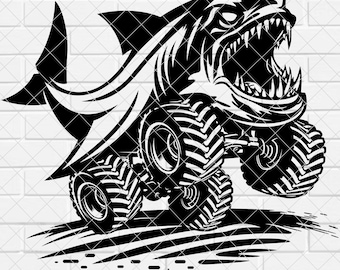 Shark Monster Truck SVG PNG, Monster Truck Shark svg, Off Road Vehicle Clipart, Shark Truck shirt Design, Big Truck Clipart [EP-123]