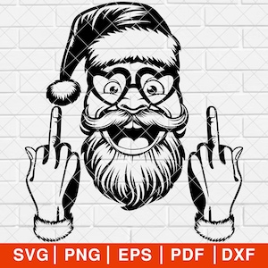 Santa Claus Middle Finger SVG PNG, Funny Santa Claus svg, Merry Christmas svg, Santa glasses svg, Santa Claus svg [EP-121]
