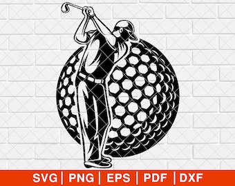 Golf spielend SVG PNG, Golf Name Rahmen svg, Golfball svg, Golf Clipart, Golf svg, Golf Vektor, Golfschläger svg, Golf Cut File, Golfing svg [EP-91]