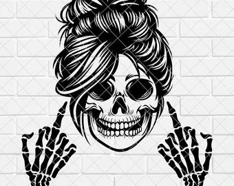 Skeleton Middle Finger SVG PNG, Woman Skeleton, Skull Middle Finger svg, Skull Cut Files For Silhouette, Middle Finger svg [EP-122]