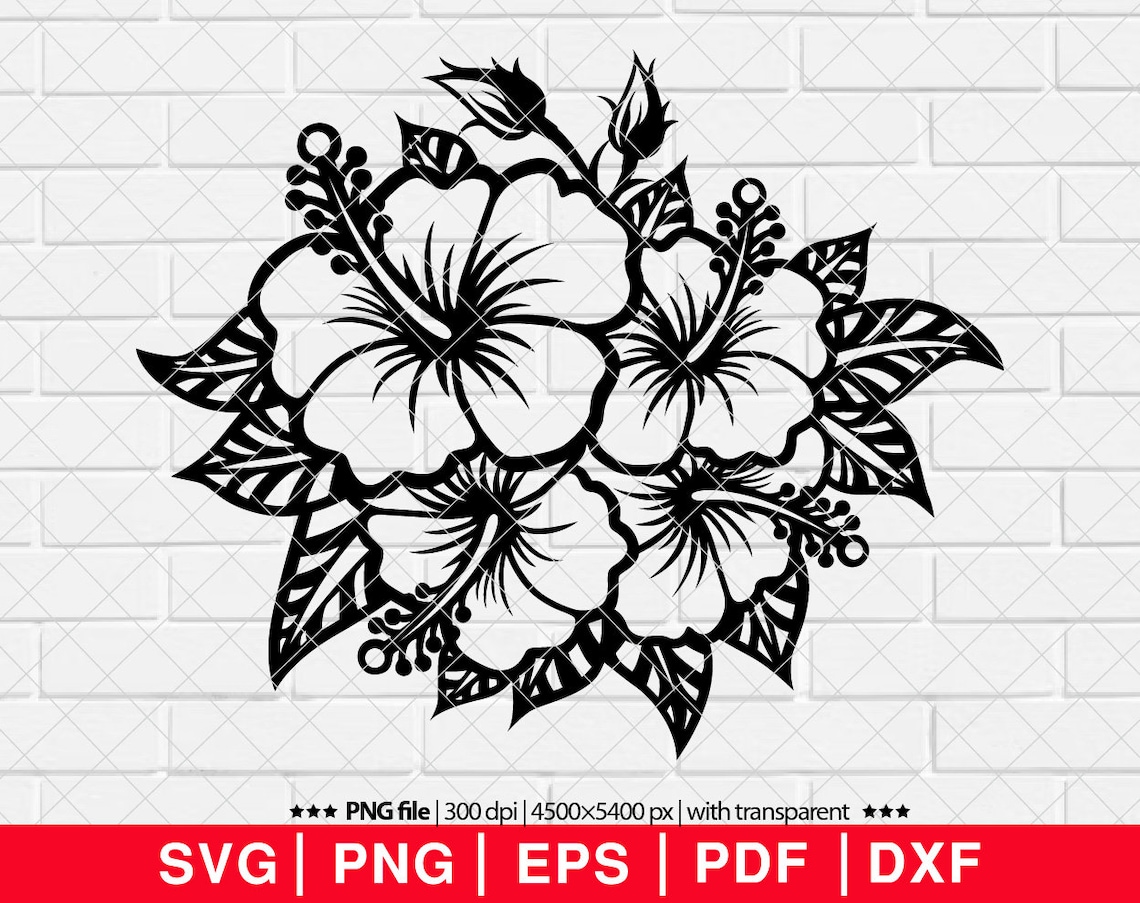 Tropical Flowers SVG, Hibiscus Flower Svg, Hawaiian Flower Svg ...