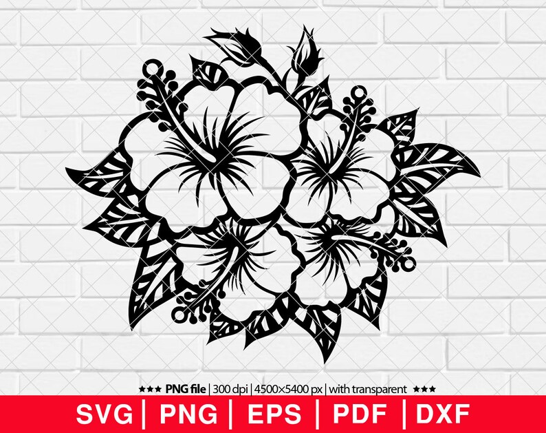Tropical Flowers SVG, Hibiscus Flower Svg, Hawaiian Flower Svg ...