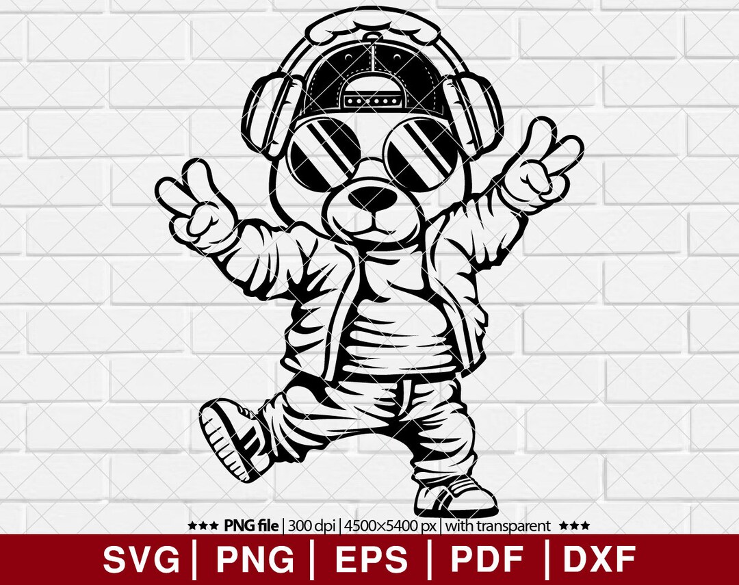 Hip Hop Teddy Bear SVG, Teddy Bear Sunglasses Svg, Cool Teddy Svg ...